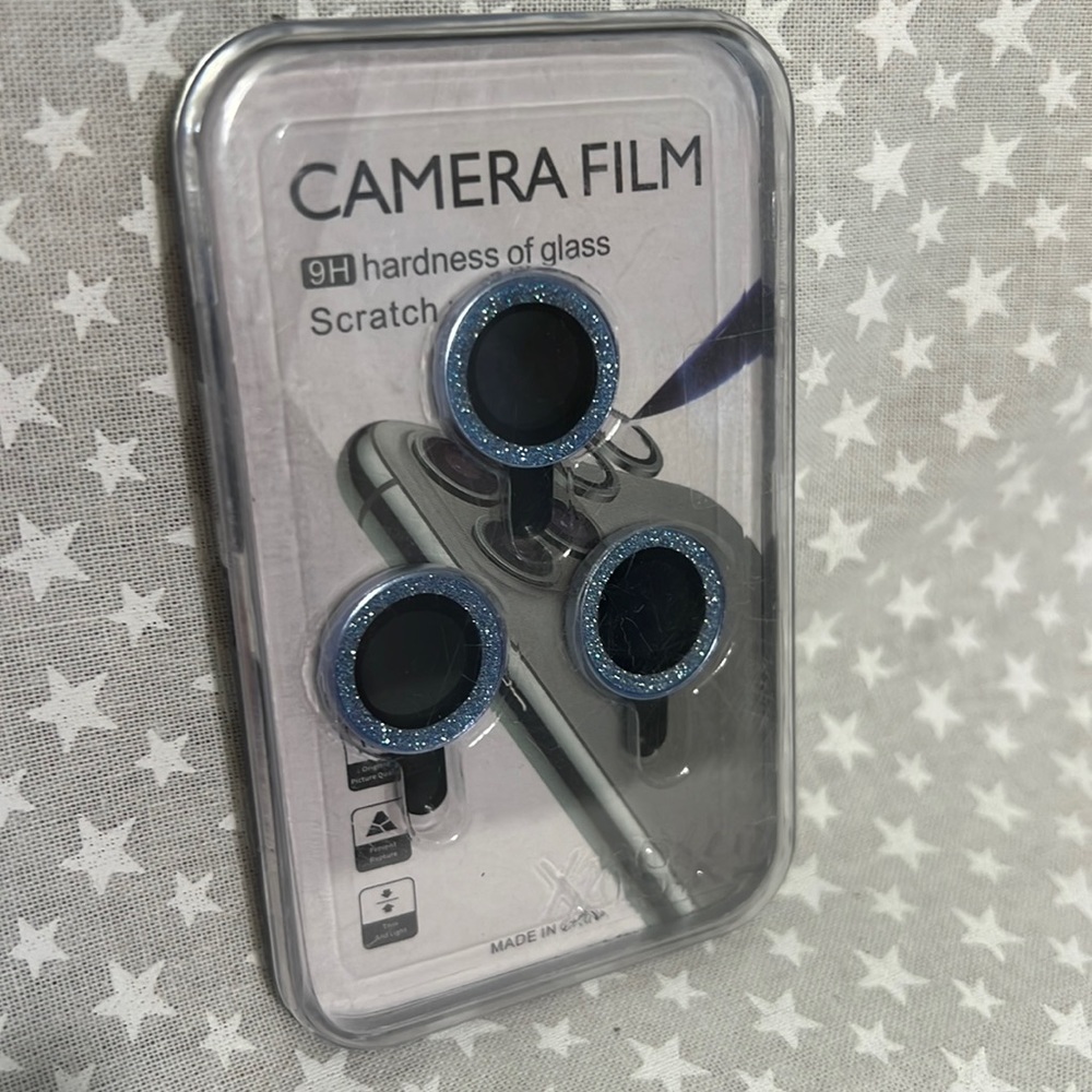 Camera lens tempered glass protector Glitter Blue for iPhone 13 Pro, 13 …